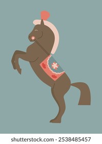 Illustration of a foal in cartoon style. Design for  children decoration. Hand drawn vector art. Logo design template. 