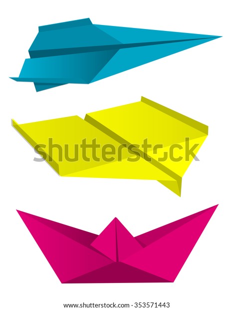 Illustration Folded Colorful Paper Models Isolated Stock Vector ...