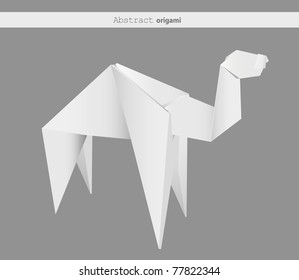 Illustration of folded paper model, camel. Vector illustration.