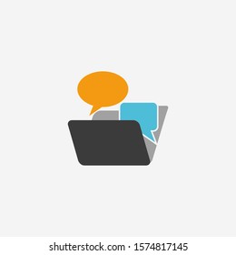 illustration of a folder and bubble talk icon 
