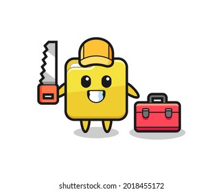 Ilustración del carácter de carpeta como trabajador de la madera , diseño de estilo lindo para camiseta, pegatina, elemento logotipo