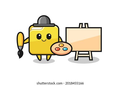 Illustration of folder mascot as a painter , cute style design for t shirt, sticker, logo element