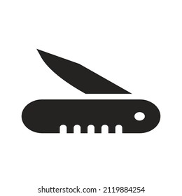 Illustration Folding knife or pocket knife is a knife with a blade that can be folded into the handle. solid icon glyph