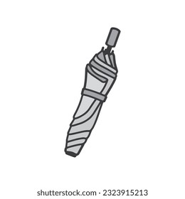 Illustration of Folding Umbrella with Folded Umbrella