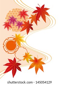 Illustration of foliage of Japanese style (white background)