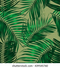 Illustration of foliage seamless pattern.palm leaf seamless pattern