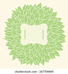 Illustration with foliage. Template banner or postcard.