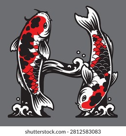 illustration font design koi fish