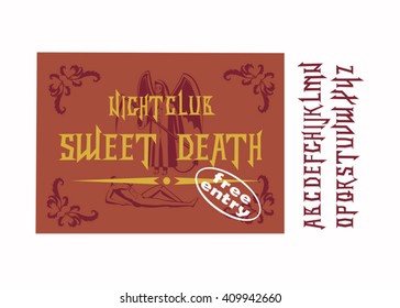 Illustration of the font. sweet death.