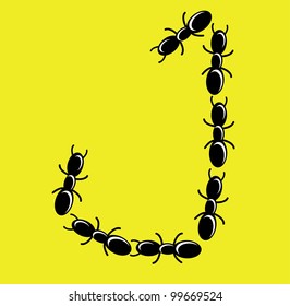 illustration of font type created by group of ants