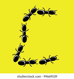 illustration of font type created by group of ants