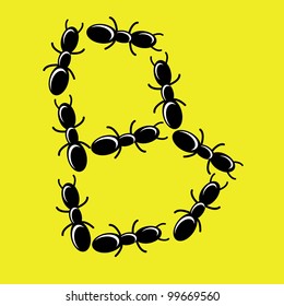 illustration of font type created by group of ants