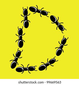 illustration of font type created by group of ants