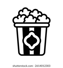 Illustration of food in cinema, top filled popcorn icon