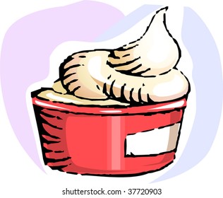 Illustration of food with cup and desert	