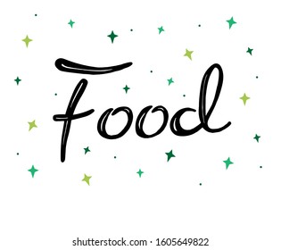 Illustration of food. Delivery, food truck. Fast food. For logo, print, Souvenirs, printing, signage, packaging. For manufacturers, food suppliers. Restaurants, cafes.