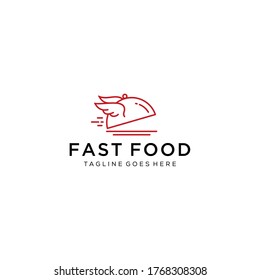Illustration of a food hood with two wings seen moving quickly between foods logo design