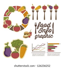 Illustration of food infographics, with food icons, vector illustration