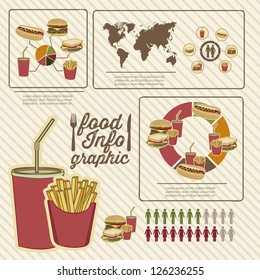 Illustration of food infographics, with food icons, vector illustration