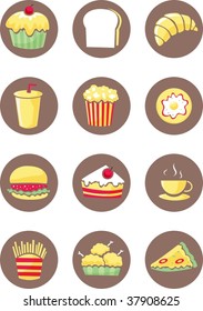 illustration of food items on white