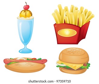 illustration of food items on a white background