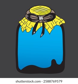 illustration of food jar with tablecloth lid flat style design