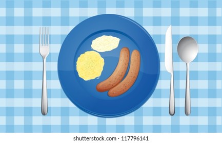 illustration of food on a blue background
