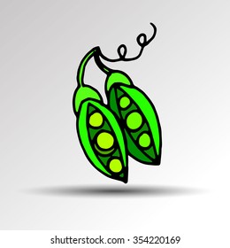 illustration food pea pod green vector organic healthy ingredient vegetarian