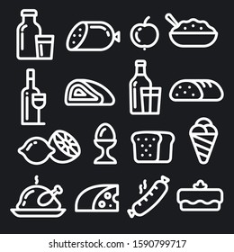 illustration of the food products and meals minimal icons