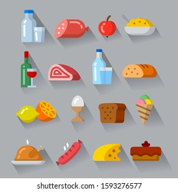illustration of the food products and meals minimal icons