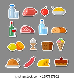 illustration of the food products and meals stickers