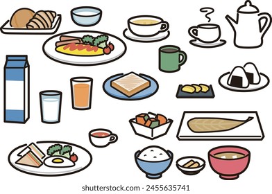 Illustration of food served at breakfast