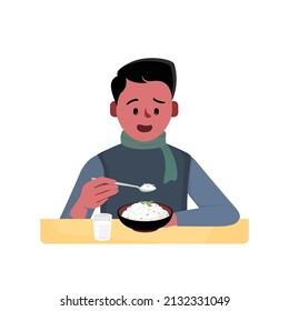 Illustration Of Food For Sick People Eating Vector Character