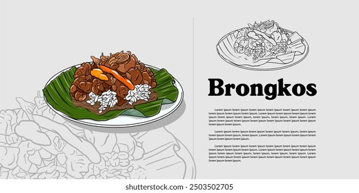 Illustration of food from Southeast Asia, Indonesia, especially Yogyakarta and Central Java, known as brongkos