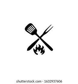 Illustration food spatula and fork grill tools icon vector design 