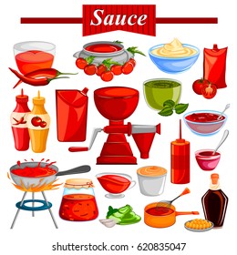 illustration of Food and Spice ingredient for Chilli and Tomato Ketchup or Sauce