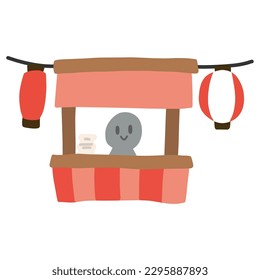 Illustration of a food stall at a festival, etc.