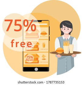 Illustration of food store discount advertisement