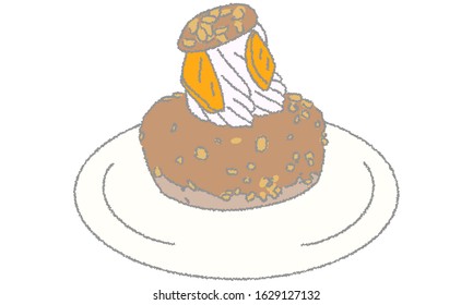 Illustration of food sweets cream puff