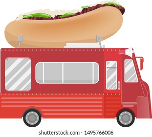 Illustration of a Food Truck Selling Philly Cheese Steak Sandwich