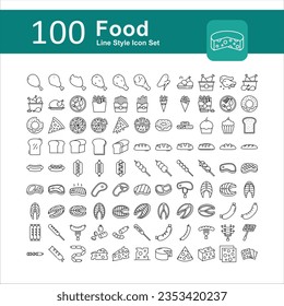 Illustration of Foods Collection design Line Icon. Foods Outline Icon Pack. Set of Foods Line Icon