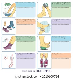 Illustration of foot care in diabetes