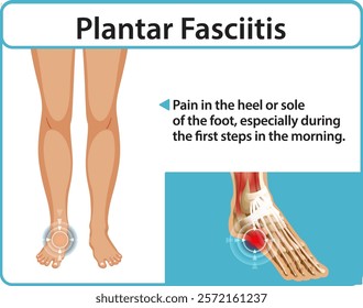 Illustration of foot pain and plantar fasciitis symptoms