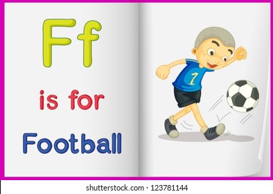 Illustration of football in a book on a white background