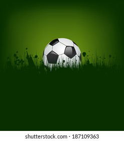 Illustration football card with ball in grass - vector