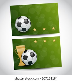 Illustration football cards with champion cup and place for your text - vector