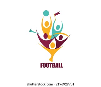 Illustration Of Football Fans.Fan Club Logo.The Concept Of Football 2022.Tournament In Qatar.