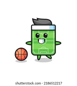 Illustration of football field cartoon is playing basketball , cute style design for t shirt, sticker, logo element