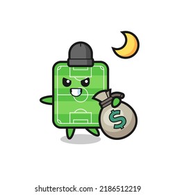 Illustration of football field cartoon is stolen the money , cute style design for t shirt, sticker, logo element