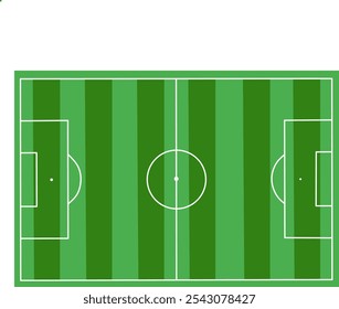 Illustration of a football field seen from above with green grass with a striped pattern